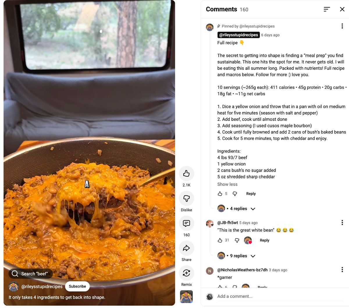 Cheesy Beef and Bean Skillet